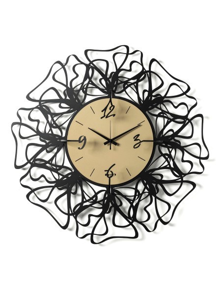 Arti & Mestieri-Orologio da parete particolare Linea nero/miele Ø69 cm
