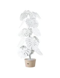 Arti & Mestieri - Lampada Monstera  Bianco con vaso porta lampada beige-Diametro 60 x 170 cm di altezza