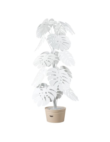 Arti & Mestieri - Lampada Monstera  Bianco con vaso porta lampada beige-Diametro 60 x 170 cm di altezza