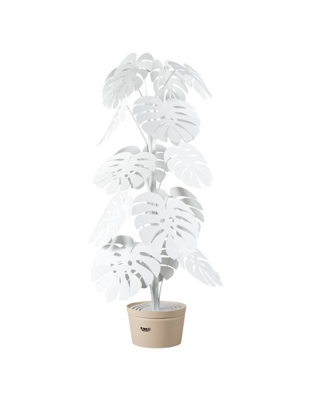 Arti & Mestieri - Lampada Monstera  Bianco con vaso porta lampada beige-Diametro 60 x 170 cm di altezza