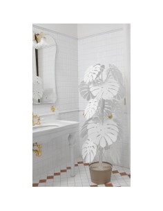 Arti & Mestieri - Lampada Monstera  Bianco con vaso porta lampada beige-Diametro 60 x 170 cm di altezza 2