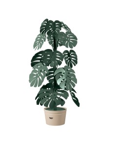 Arti & Mestieri - Lampada Monstera Verde salvia con vaso porta lampada beige-Diametro 60 x 170 cm di altezza