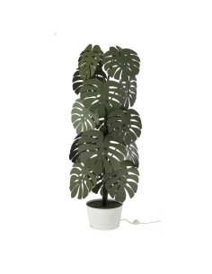 Arti & Mestieri - Lampada Monstera Verde salvia con vaso porta lampada bianco -Diametro 60 x 170 cm di altezza