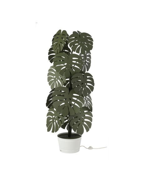 Arti & Mestieri - Lampada Monstera Verde salvia con vaso porta lampada bianco -Diametro 60 x 170 cm di altezza