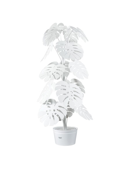 Arti & Mestieri - Lampada Monstera  Bianco con vaso porta lampada bianco Diametro 60 x 170 cm di altezza
