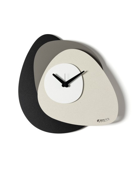 Arti & Mestieri - Orologio di design minimal Grease-nero/ fango/avorio/bianco marmo 35x35h cm