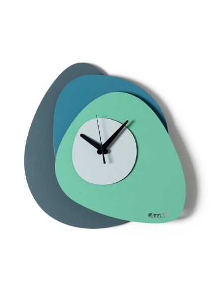 Arti & Mestieri - Orologio di design minimal Grease-petrolio/blu oltremare/ verde acqua/cenere 35x35h cm