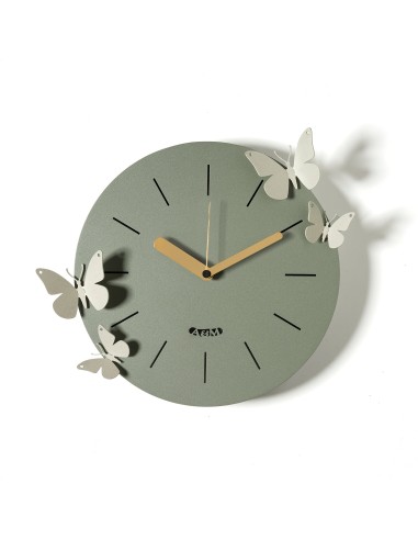 Arti & Mestieri - Orologio con farfalle Battito d'Ali-⌀-giada/avorio 30cm