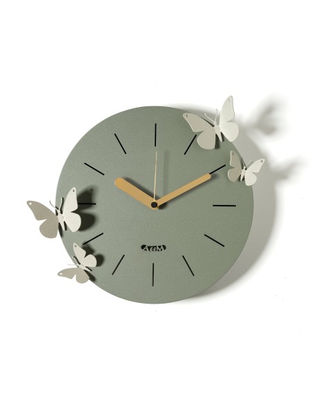 Arti & Mestieri - Orologio con farfalle Battito d'Ali-⌀-giada/avorio 30cm