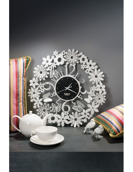 Arti & Mestieri - Orologio da parete di design Margherite-sabbia/bianco marmo 50 cm di diametro