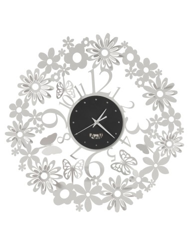 Arti & Mestieri - Orologio da parete di design Margherite-bianco marmo/nero 50 cm di diametro