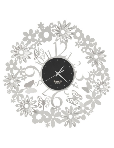 Arti & Mestieri - Orologio da parete di design Margherite-bianco marmo/nero 50 cm di diametro