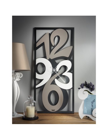 Arti & Mestieri - Orologi da parete moderno Vision-49 x-nero/fango/bianco marmo 90 cm di altezza