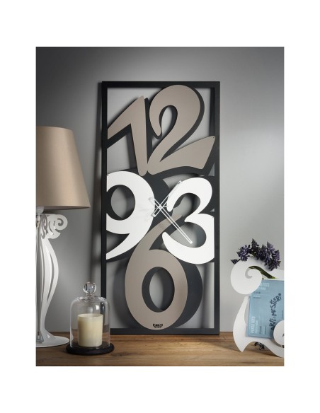 Arti & Mestieri - Orologi da parete moderno Vision-49 x-nero/fango/bianco marmo 90 cm di altezza