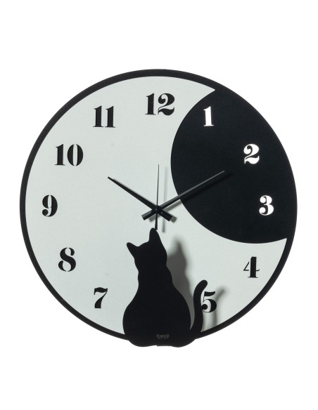 Arti & Mestieri - Orologio Moon Whiskers-Diametro-nero/bianco marmo 43 cm