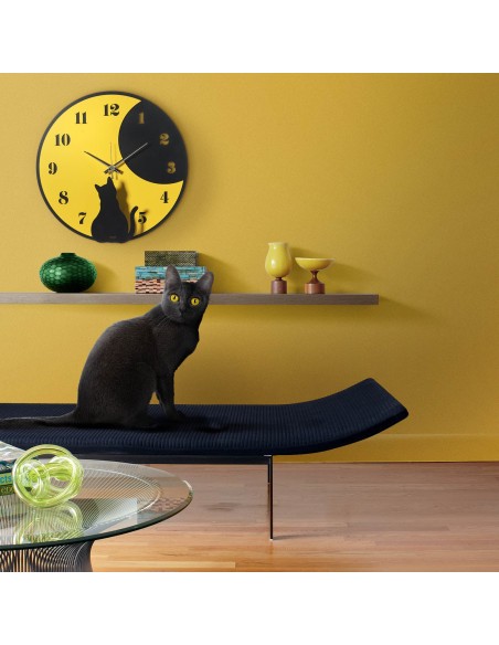 Arti & Mestieri - Orologio Moon Whiskers-Diametro-nero/giallo 43 cm