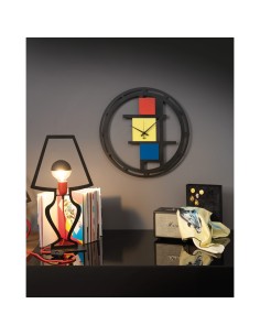 Arti & Mestieri - Orologio Mondrian-nero/rosso/giallo/blu 50-Diametro 50 cm 2