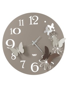 Arti & Mestieri - Orologio da parete particolare Butterfly Flowers grande Diametro-sabbia/br 60 cm
