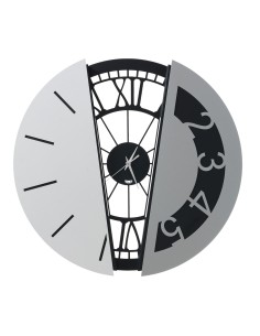 Arti & Mestieri - Orologio da parete di design composto Metamorphosi-nero/bianco marmo/alluminio 50 cm di diametro