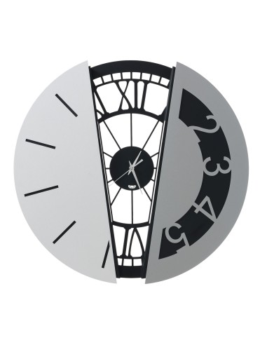 Arti & Mestieri - Orologio da parete di design composto Metamorphosi-nero/bianco marmo/alluminio 50 cm di diametro