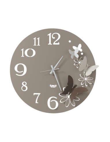 Arti & Mestieri - Orologio da parete particolare Butterfly Flowers piccolo Diametro-sabbia/br/av 45 cm