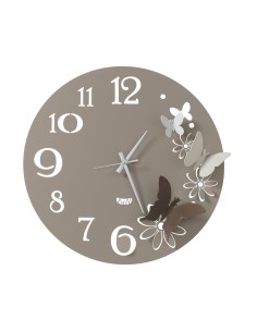 Arti & Mestieri - Orologio da parete particolare Butterfly Flowers piccolo Diametro-sabbia/br/av 45 cm