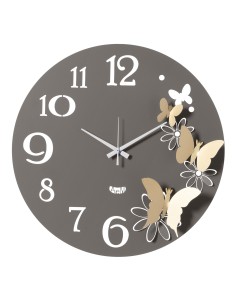 Arti & Mestieri - Orologio da parete particolare Butterfly Flowers piccolo-Diametro-fango/oro laccato 45 cm 2