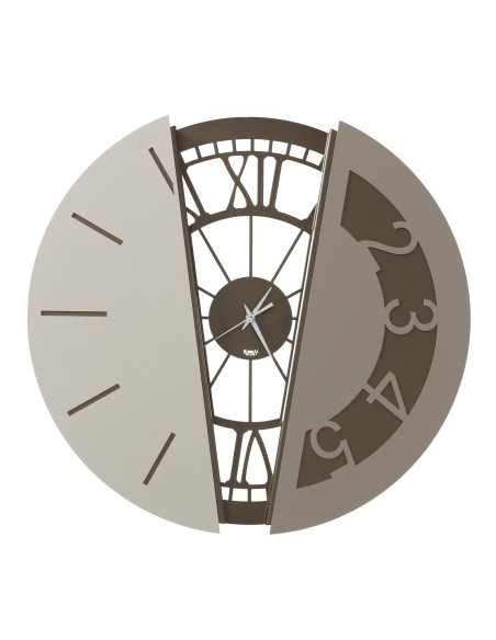 Arti & Mestieri - Orologio da parete di design composto Metamorphosi-50 cm di diametro-bronzo/avorio/sabbia