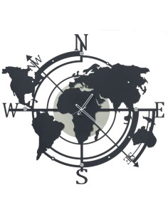 Arti & Mestieri - Orologio di design da parete Planisfero grande avorio/nero 87 x 82 cm di altezza 2