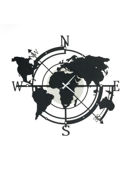 Arti & Mestieri - Orologio di design da parete Planisfero piccolo avorio/nero68 x 62 cm di altezza