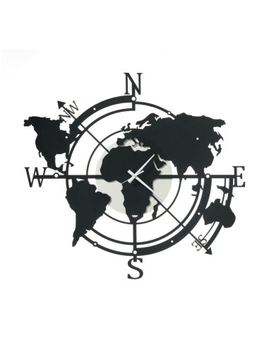 Arti & Mestieri - Orologio di design da parete Planisfero piccolo avorio/nero68 x 62 cm di altezza