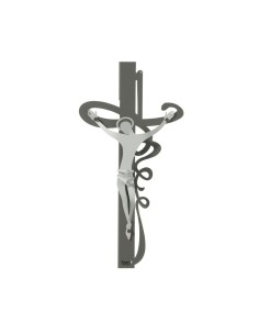 Arti & Mestieri - Arte sacra in ferro Crocifisso piccolo da parete Ricciolo fango/avorio 23 x 45 cm di altezza