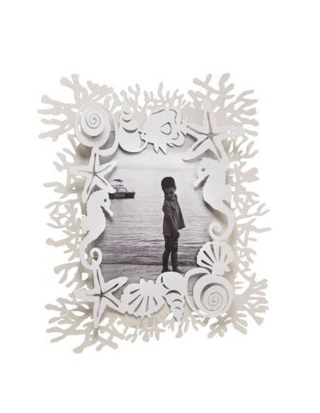 Arti & Mestieri - Porta foto a tema marino Corallo grande Bianco Marmo 38x42h