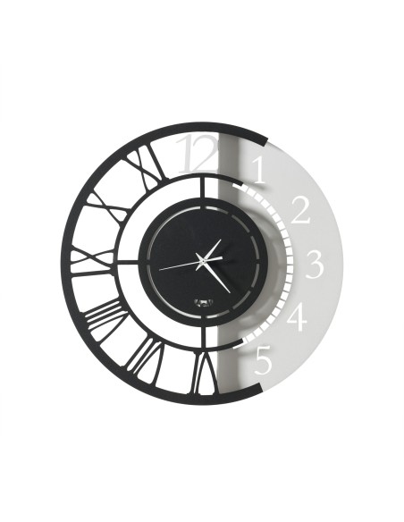 Arti & Mestieri - Orologio da parete particolare Full Metal Jack piccolo-bianco marmo/nero Ø 45