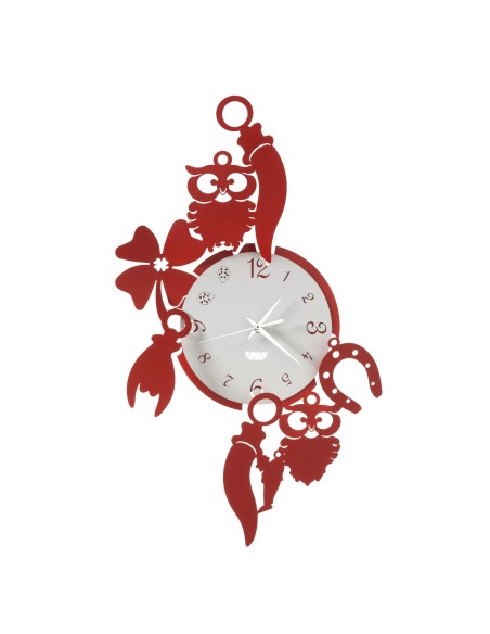 Arti & Mestieri - Orologio da parete di design portafortuna Good Luck 32 x 52 cm di altezza