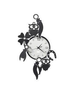 Arti & Mestieri - Orologio da parete di design portafortuna Good Luck-32 x-nero/bianco marmo 52 cm di altezza