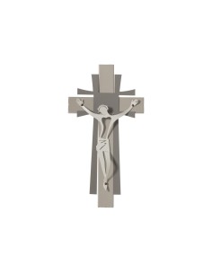 Arti & Mestieri - Arte sacra in ferro Crocifisso piccolo da parete-23 x-sabbia/fango/avorio 2 x 44 cm di altezza