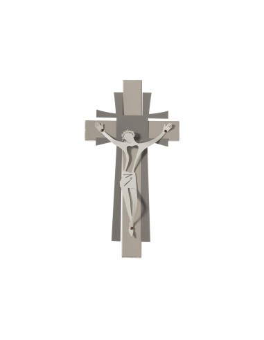 Arti & Mestieri - Arte sacra in ferro Crocifisso piccolo da parete-23 x-sabbia/fango/avorio 2 x 44 cm di altezza