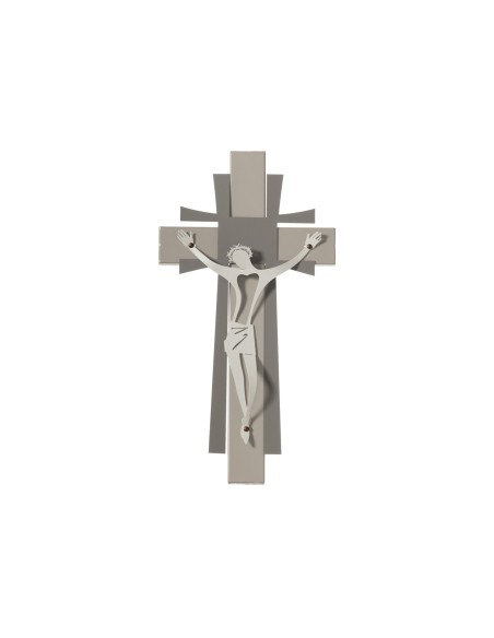 Arti & Mestieri - Arte sacra in ferro Crocifisso piccolo da parete-23 x-sabbia/fango/avorio 2 x 44 cm di altezza