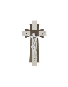 Arti & Mestieri - Arte sacra in ferro Crocifisso piccolo da parete-avorio/bronzo/bianco marmo 2