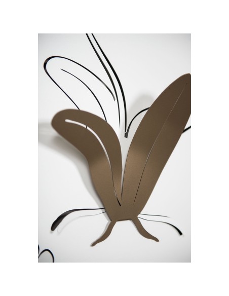 Arti & Mestieri - Pannello Decorativo Moderno Orchidea colore Bronzo e bianco in ferro 100 x 50 h cm