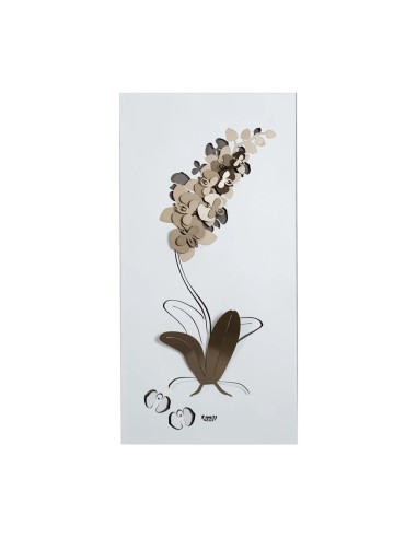 Arti & Mestieri - Pannello Decorativo Moderno Orchidea colore Bronzo e bianco in ferro 100 x 50 h cm