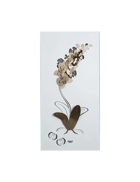 Arti & Mestieri - Pannello Decorativo Moderno Orchidea colore Bronzo e bianco in ferro 100 x 50 h cm