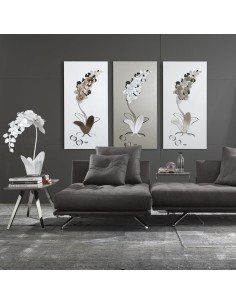 Arti & Mestieri - Pannello Decorativo Moderno Orchidea colore Sabbia e bianco in ferro 100 x 50 h cm 2