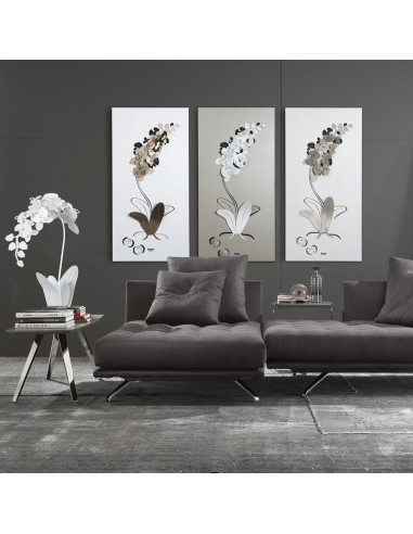 Arti & Mestieri - Pannello Decorativo Moderno Orchidea colore Sabbia e bianco in ferro 100 x 50 h cm