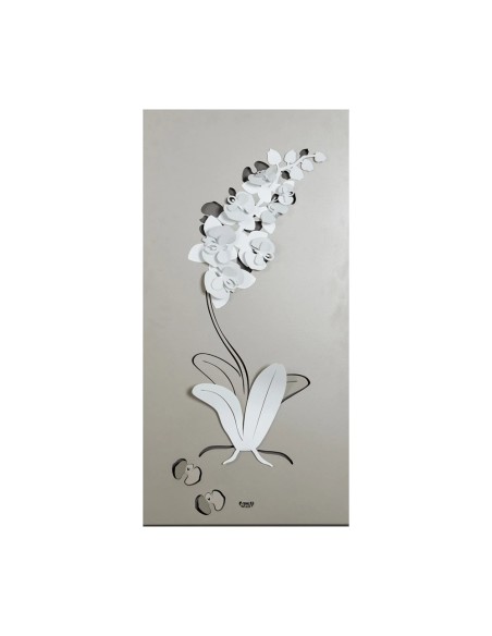 Arti & Mestieri - Pannello Decorativo Moderno Orchidea colore Sabbia e bianco in ferro 100 x 50 h cm