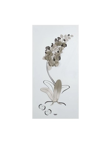 Arti & Mestieri - Pannello Decorativo Moderno Orchidea colore Bianco e sabbia in ferro 100 x 50 h cm