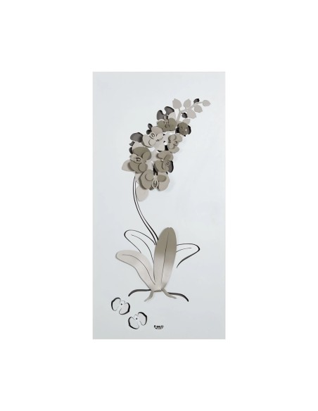 Arti & Mestieri - Pannello Decorativo Moderno Orchidea colore Bianco e sabbia in ferro 100 x 50 h cm