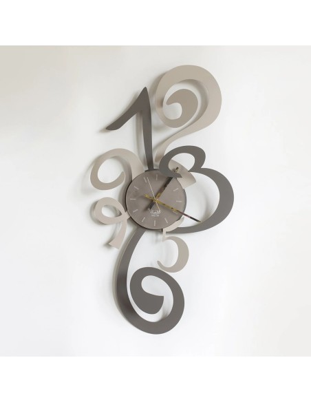 Arti & Mestieri - Orologio da parete moderno Truciolo-40 x-fango/sabbia 80 cm di altezza