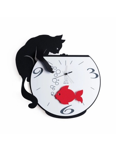 Arti & Mestieri - Orologio a pendolo moderno Tommy and Fish-37 x-nero 35 cm di altezza